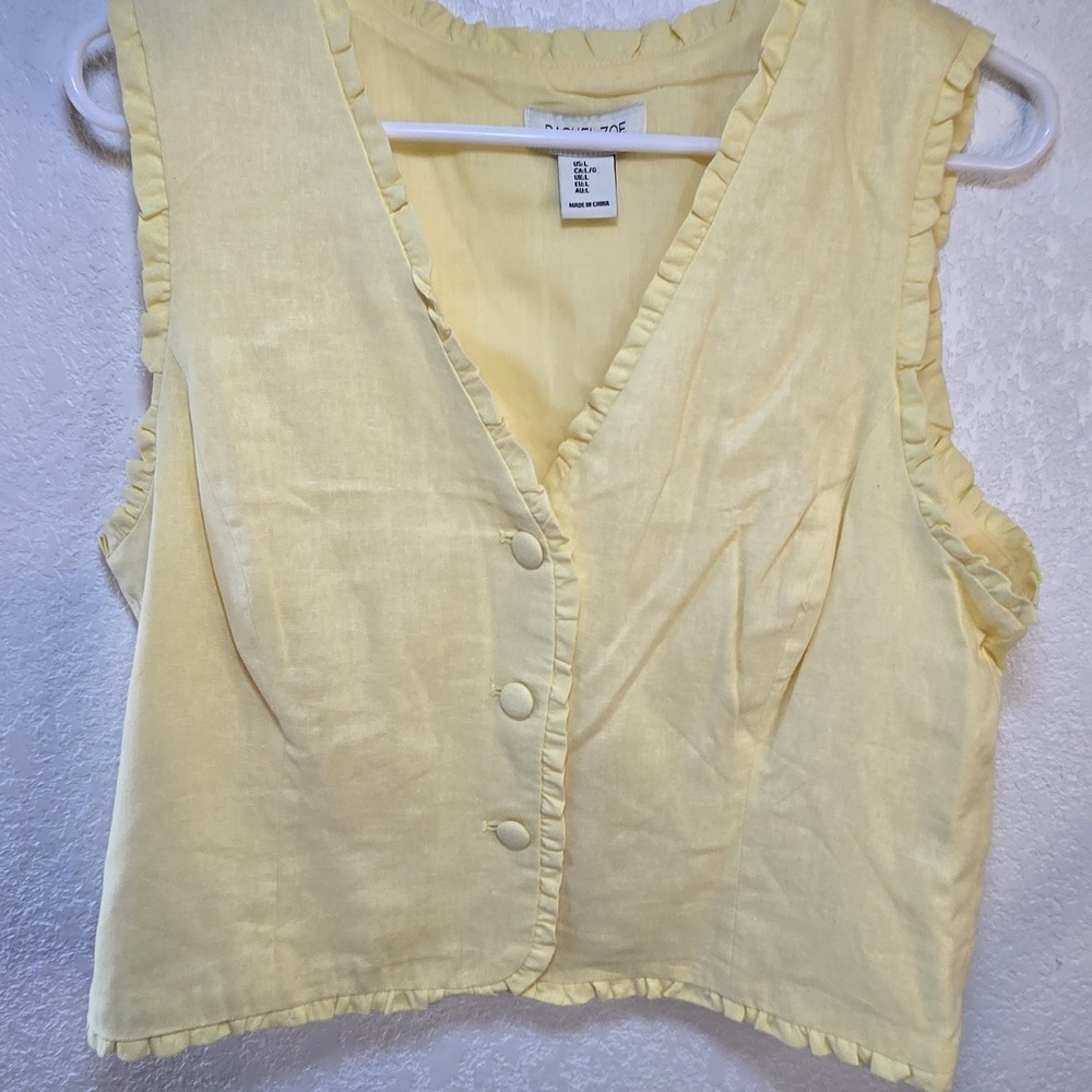 Rachel Zoe Butter Yellow Linen Blend Vest